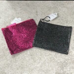 Glitter Bag Charm Pouches set of 2 NWT